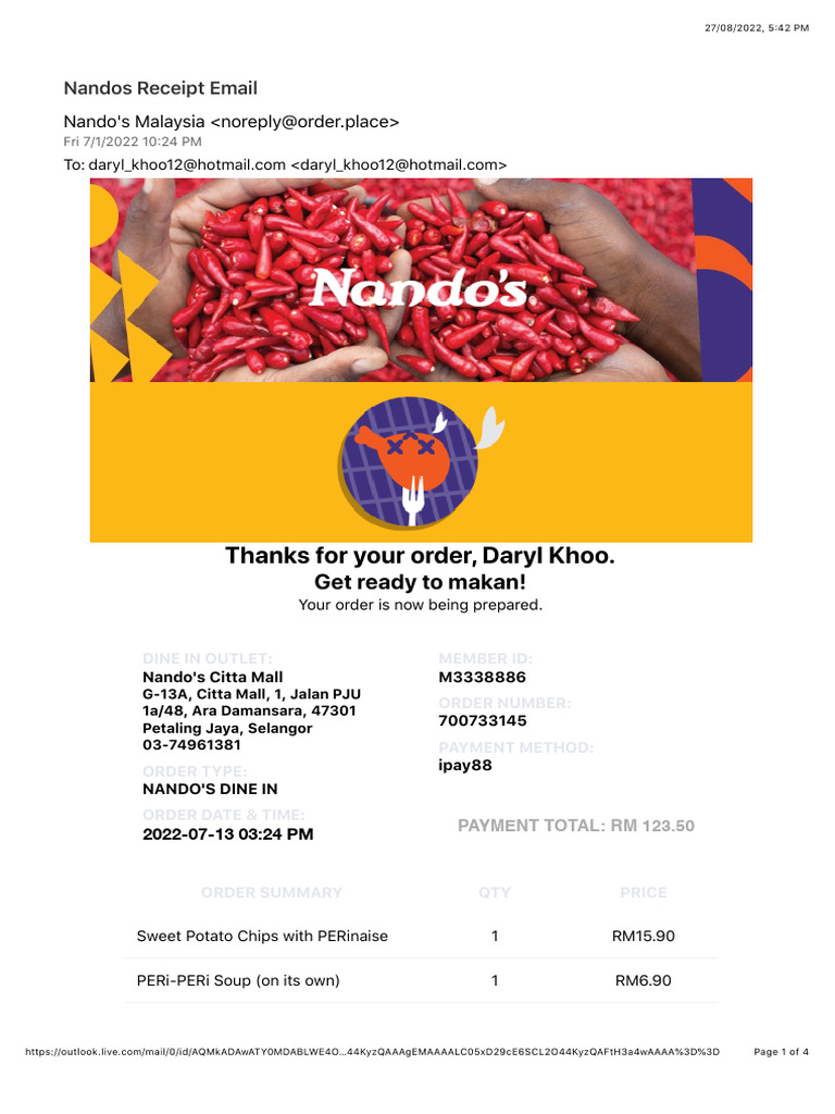 Nandos Receipt PDF