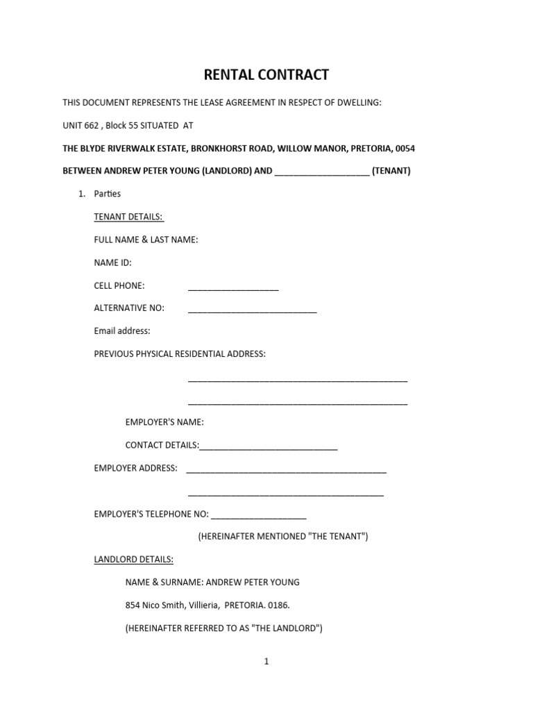 Rental Contract The Blyde Unit 662 PDF