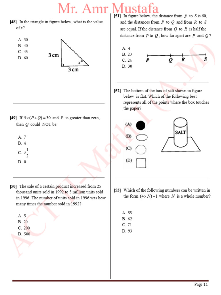 ACT II-Math Level I Part ll | PDF