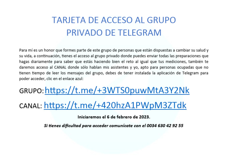 Acceso Al Grupo de Telegram Reto Sos | PDF