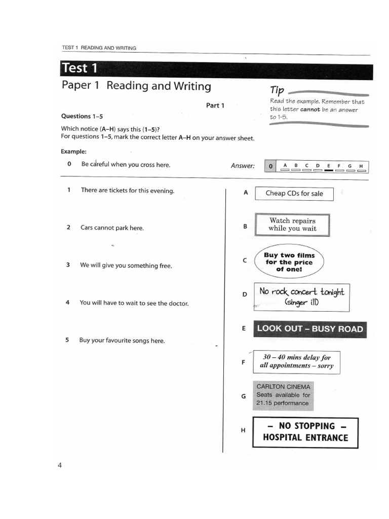 KET Test 1 2021 | PDF