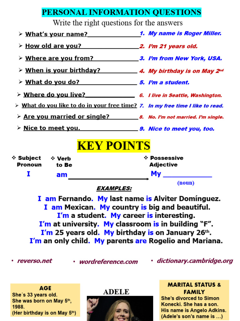 1.2 Personal Information Questions | PDF image.