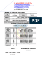 Gimnasio Academico Regional: Hoja de Inscripción Año 2024