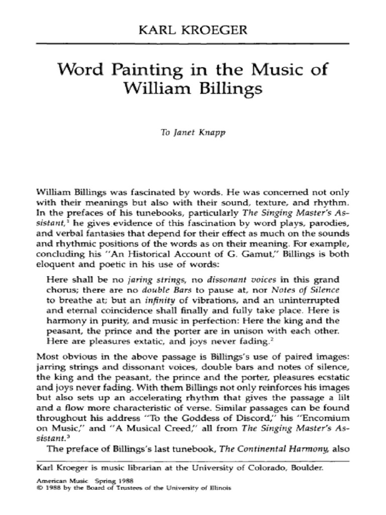 Word Painting in The Music of William Bilings PDF