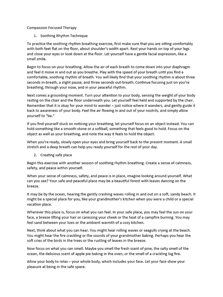 Compassion Focused Therapy Exercises | PDF | Compassion | Psychological ...