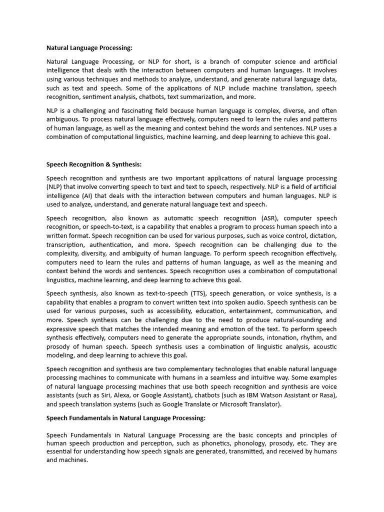 Natural Language Processing | PDF