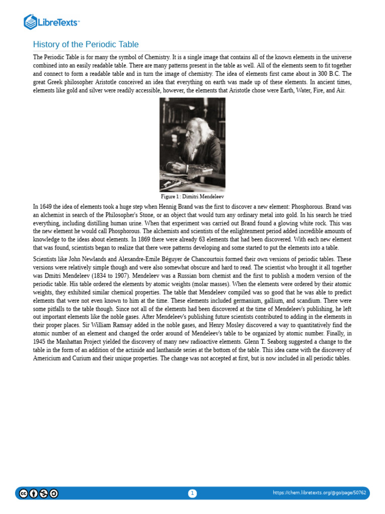 History of the Periodic Table | PDF | Chemical Elements | Periodic Table