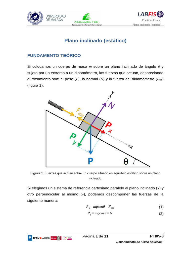 P5. Plano Inclinado Estatico. Rev. 0 | PDF | Fricción | Ciencias fisicas