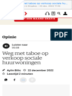 Column Weg Met Taboe Op Verkoop Sociale Huurwoningen - NRC