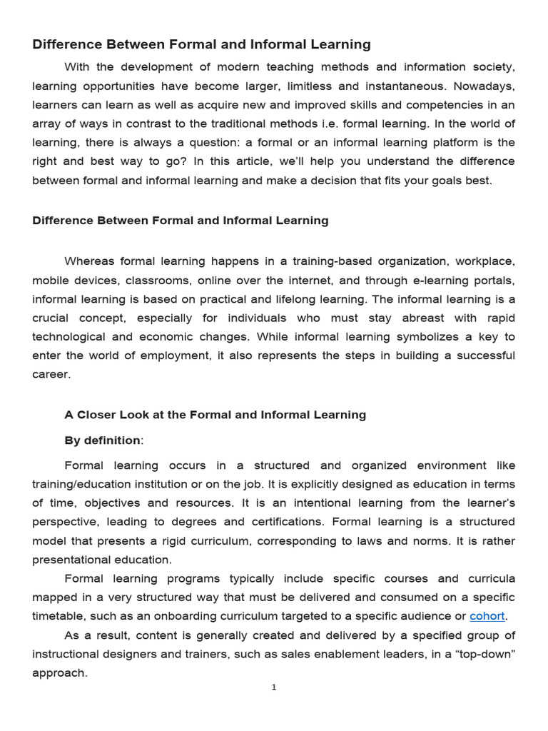 Formal Informal Learning | PDF