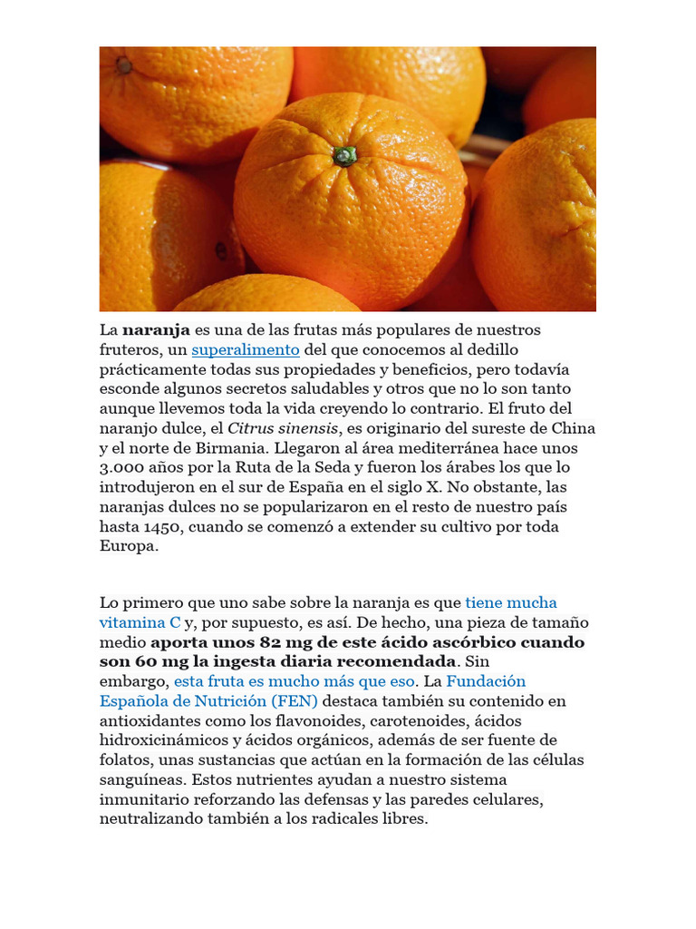 Naranja 3er Grado Pdf Naranja Nutrición