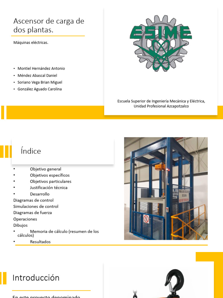 Presentación Ascensor de Carga de Dos Plantas | PDF