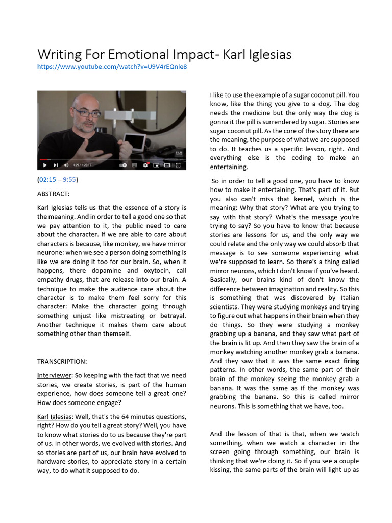 Writing For Emotional Impact - Karl Iglesias | PDF