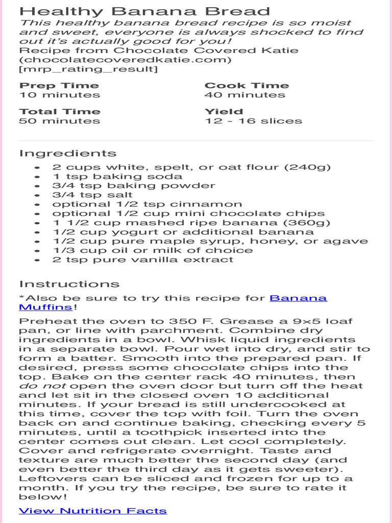 Healthy Banana Bread PDF