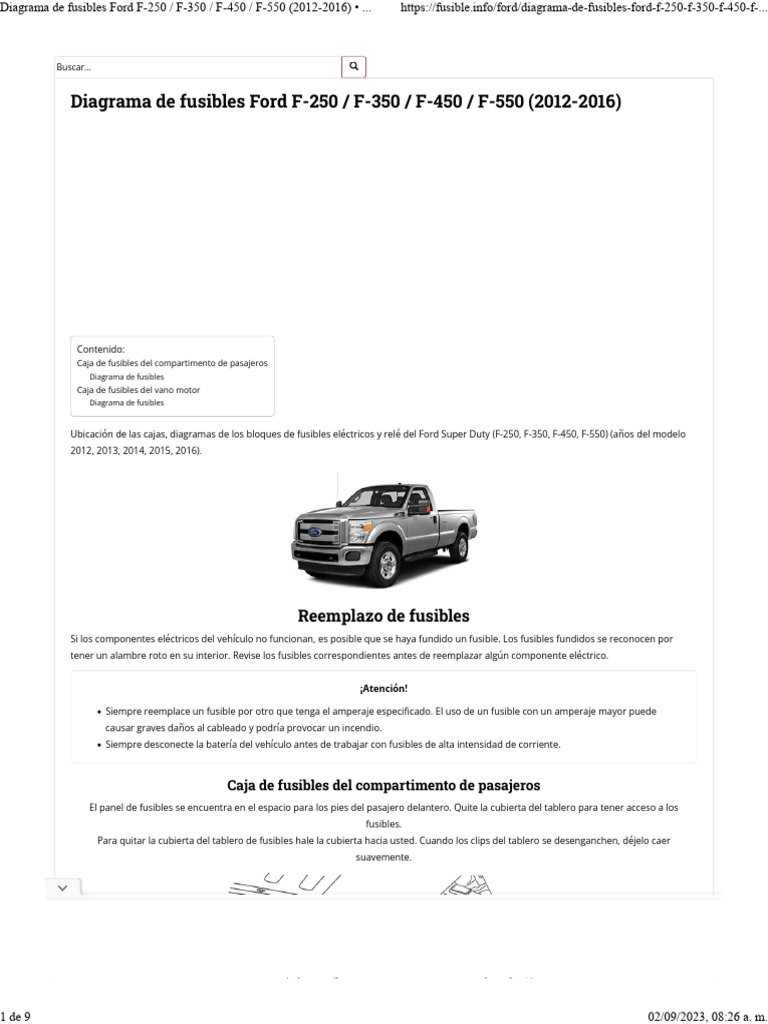 Diagrama de fusibles Ford Super Duty 2012-2016 | PDF | Fusible ...