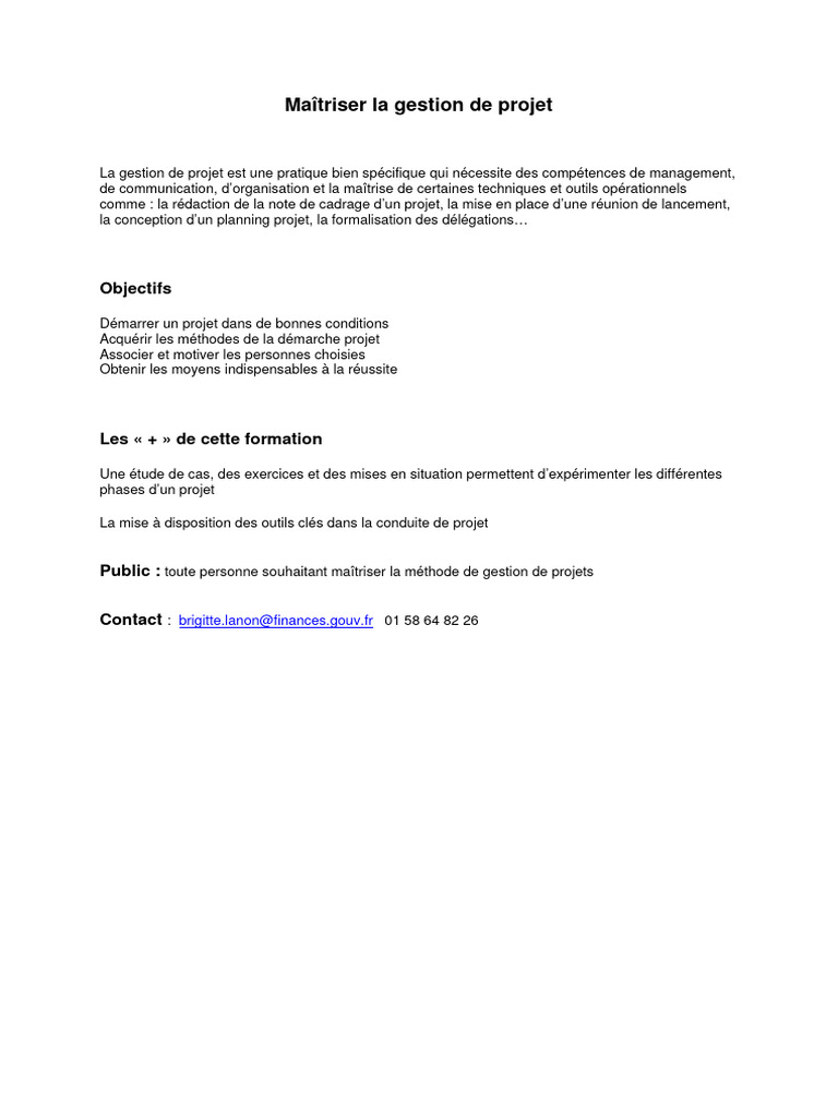 Formation en gestion de projet efficace | PDF