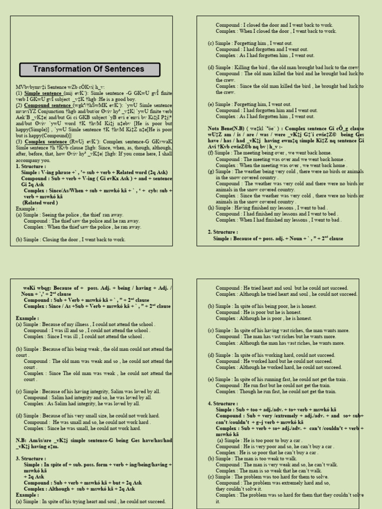 Transformation Simple Complex Rules | PDF | Verb | Semantics