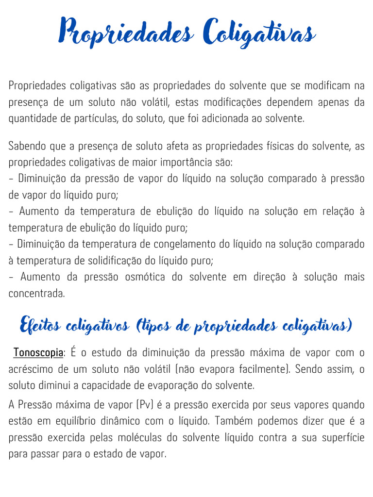 Propriedades Coligativas dos Solventes | PDF