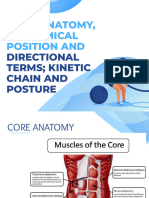 Core Anatomy, Anatomical Position and Directional Terms Kinetic Chain and Posture