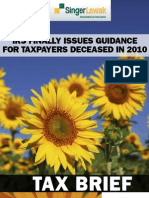 Oct 2011: IRS Finally Issues Guidance For Taxpayers Deceased in 2010