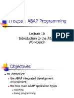 ITB258 - ABAP Programming: Lecture 1b Introduction To The ABAP Workbench