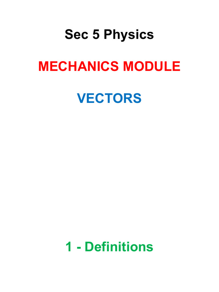 Physics vectors notes 1 pdf