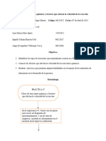 Clases de Reacciones Químicas y Factores Que Afectan La Velocidad de La Reacción