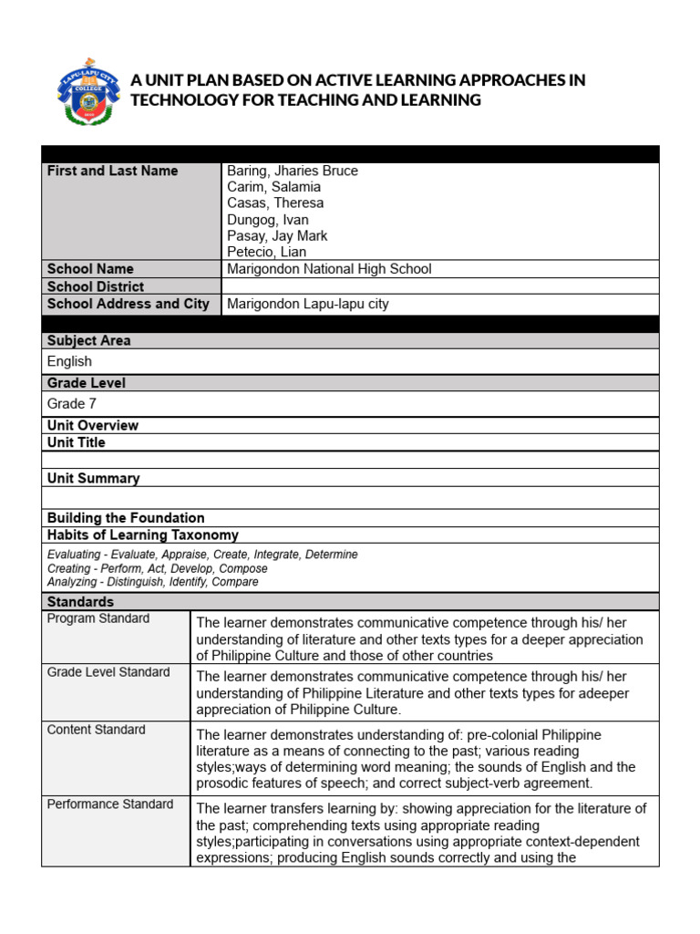 TEMP Active Learning Based Unit Plannn | PDF