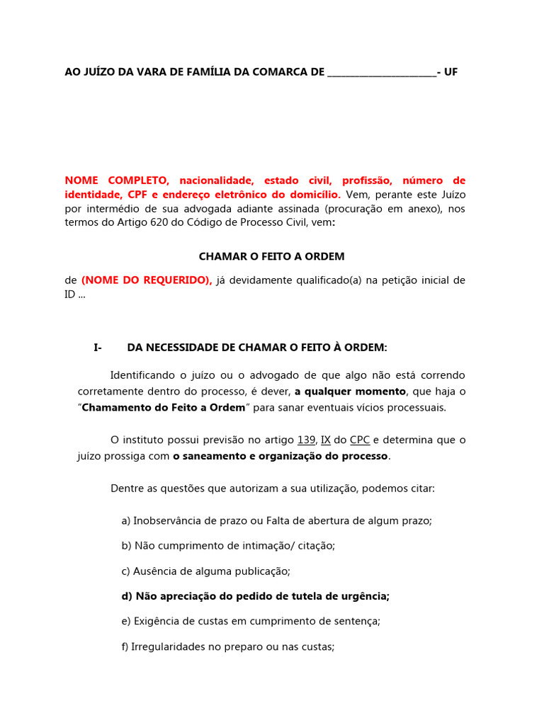Chamamento do Feito à Ordem em Divórcio | PDF | Direito