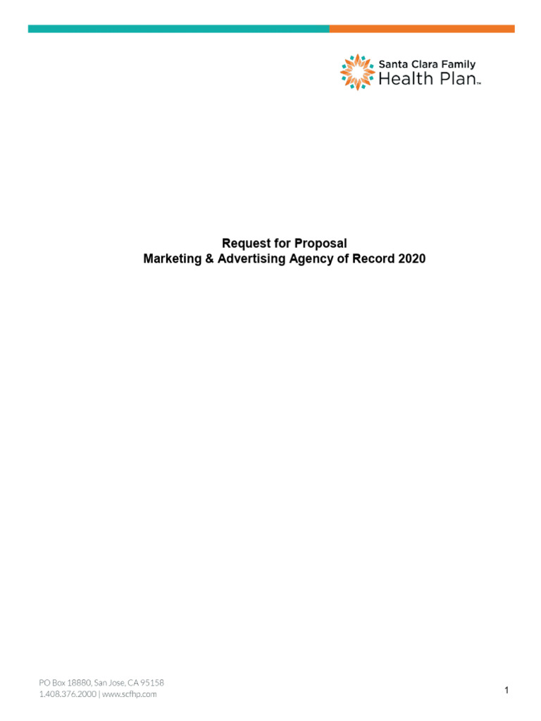 RFP: Marketing Agency for SCFHP 2020 | PDF | Request For Proposal | Brand