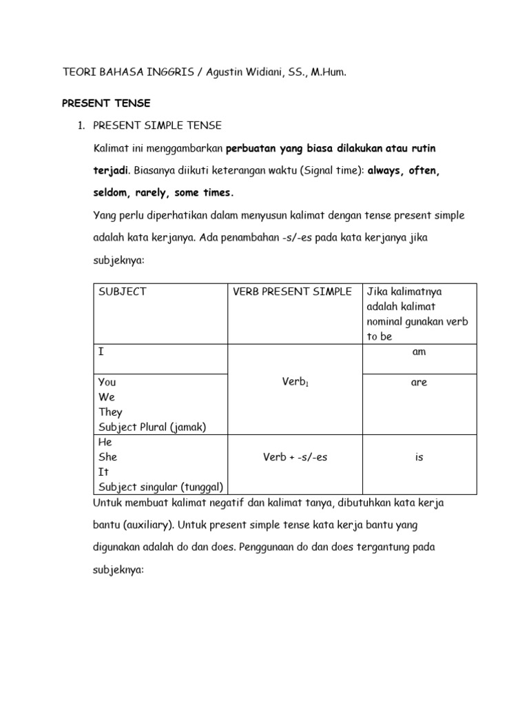Present Simple Tense in English Grammar | PDF