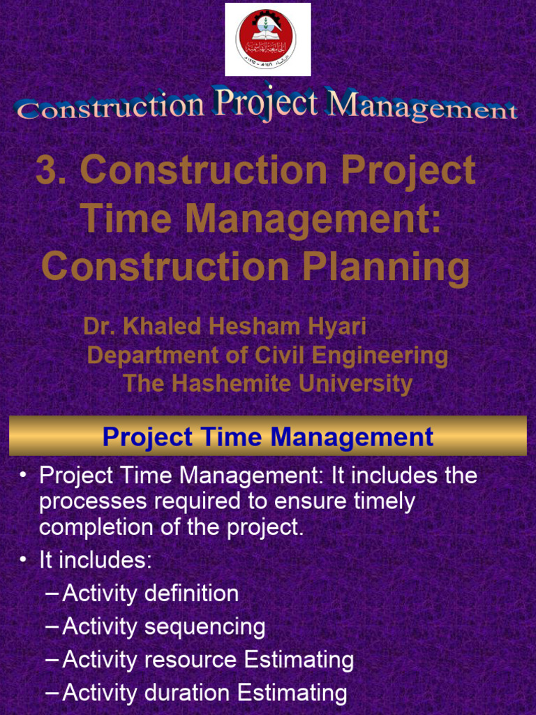 3. Construction Planning. Construction Project Management PDF