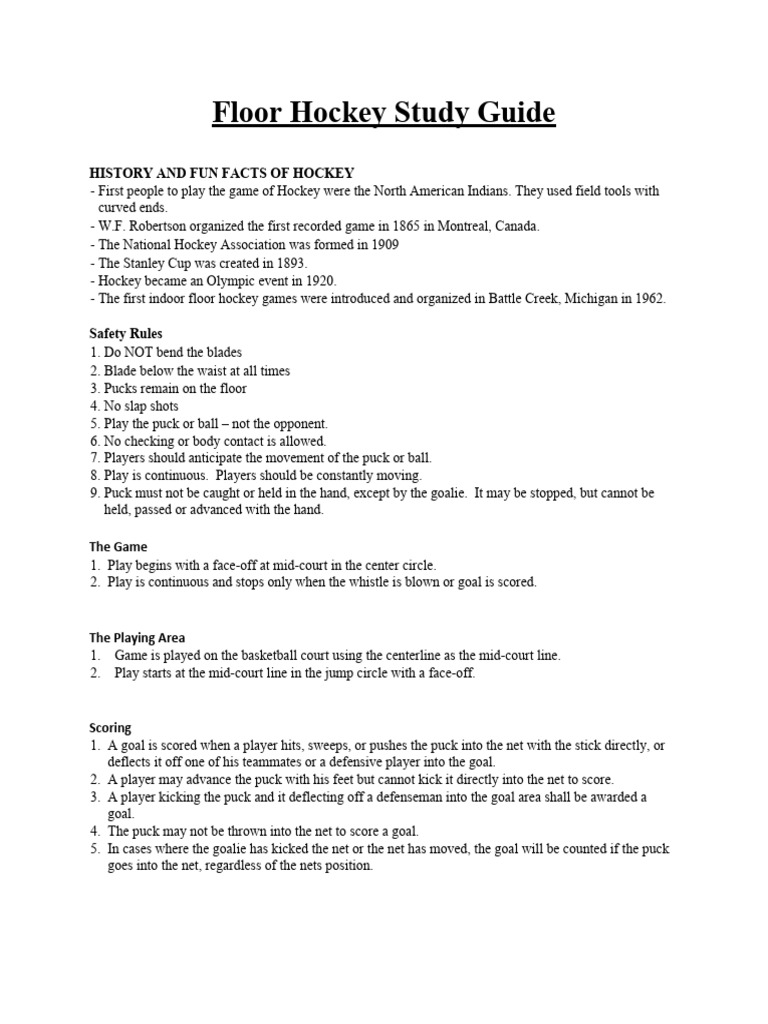 FloorHockey Study Guide PDF