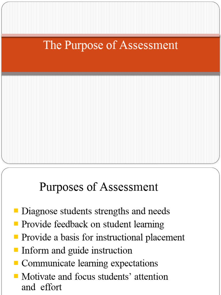 The Purpose of Assessment PDF