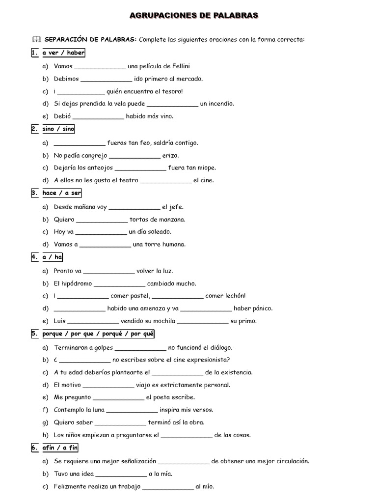 Completar Palabras | PDF
