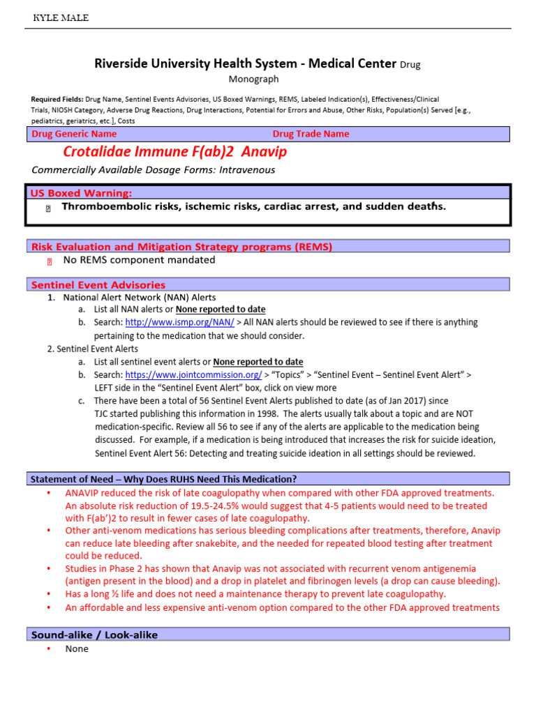 Drug Monograph | PDF | Intravenous Therapy | Allergy