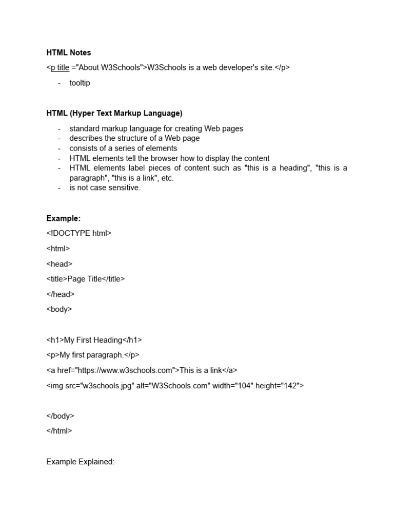 HTML Notes | PDF