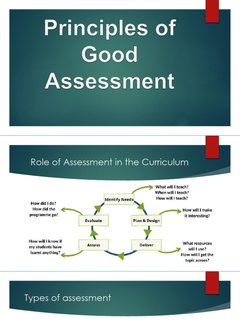 Principles of Good Assessment | PDF