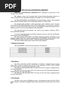 BTC_PRIVATE SALE AND PURCHASE AGREEMENT