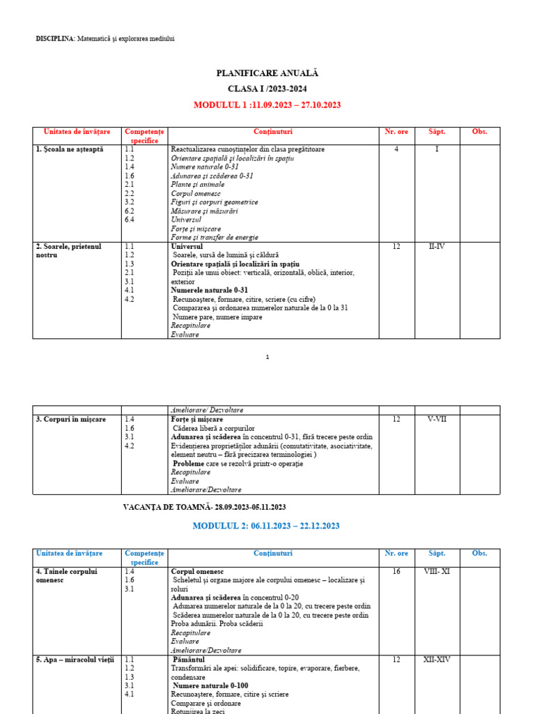 Planificare Mem 1 Booklet Module | PDF