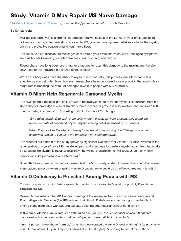 Study_ Vitamin D May Repair MS Nerve Damage PDF