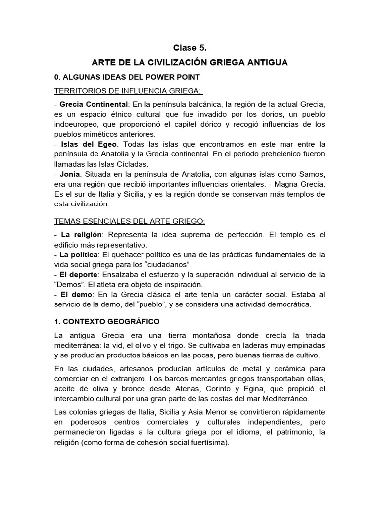Clase 5 - ARTE DE LA ANTIGUA GRECIA | PDF