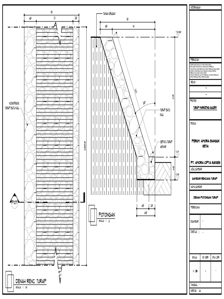 Rencana Desain Turap Batu Kali | PDF