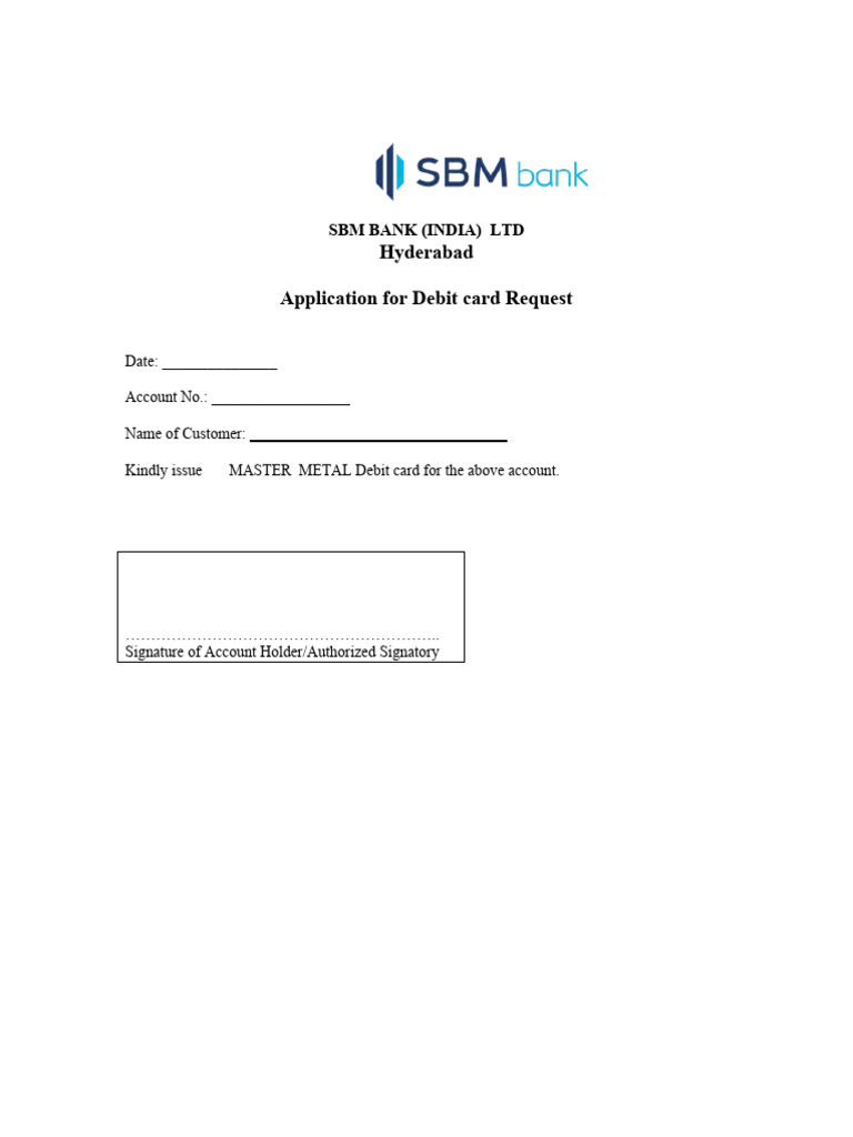 Debit card request pdf