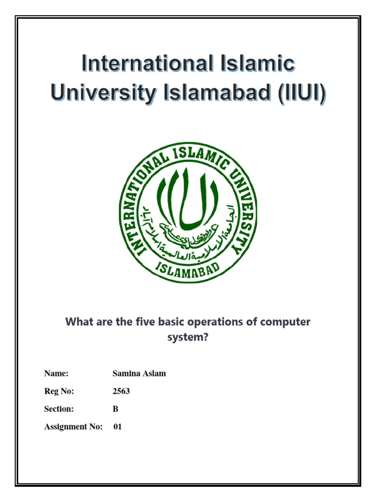 What are the five basic operations of computer system | PDF