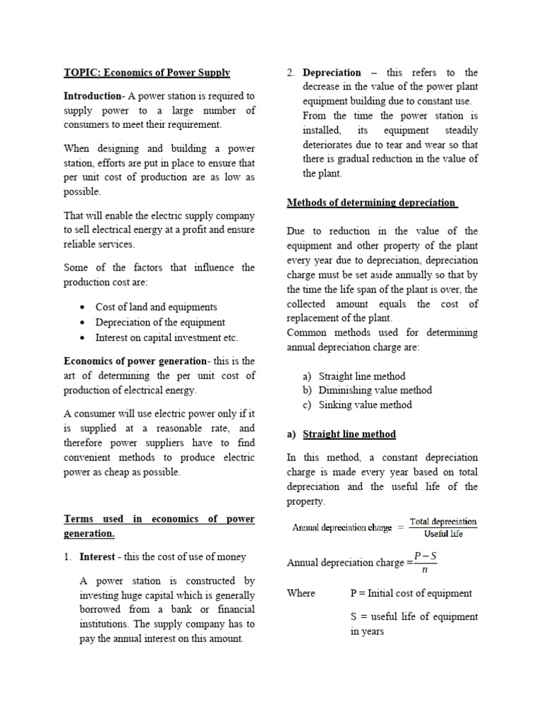 Economics of Power Supply - PGT | PDF | Depreciation | Interest