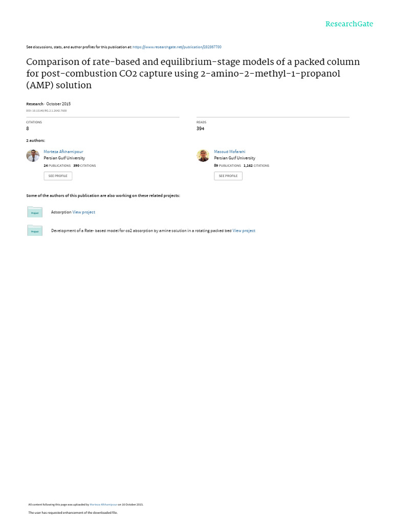 10 1016 J IJGGC 2013 02 022 Comparison of Rate Based and Equilibrium | PDF