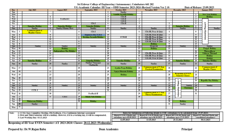 Revised UG Academic Calendar 2023-24 | PDF