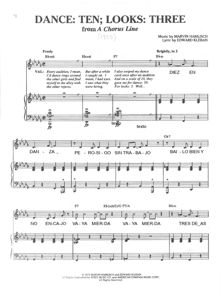 Dance, Ten. Looks, ThreeCHORUS LINE. PDF