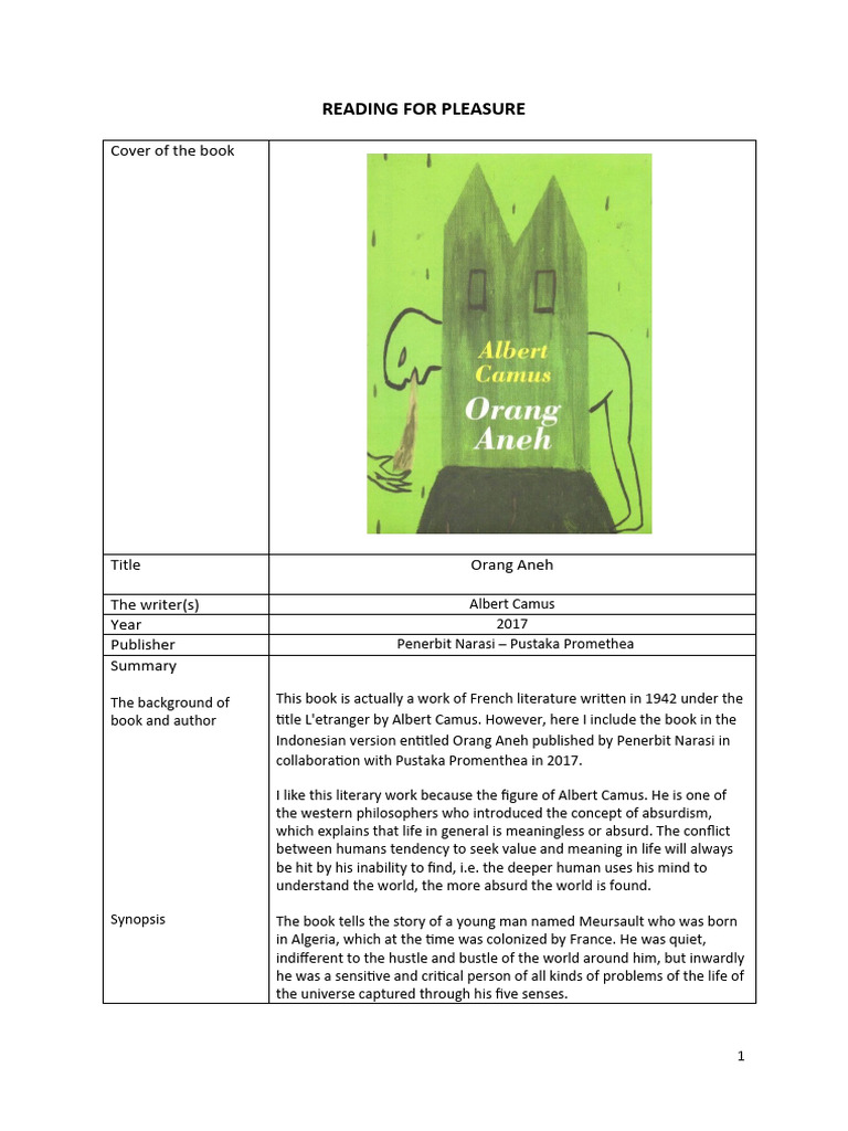 Reading For Pleasure Exercise Pdf